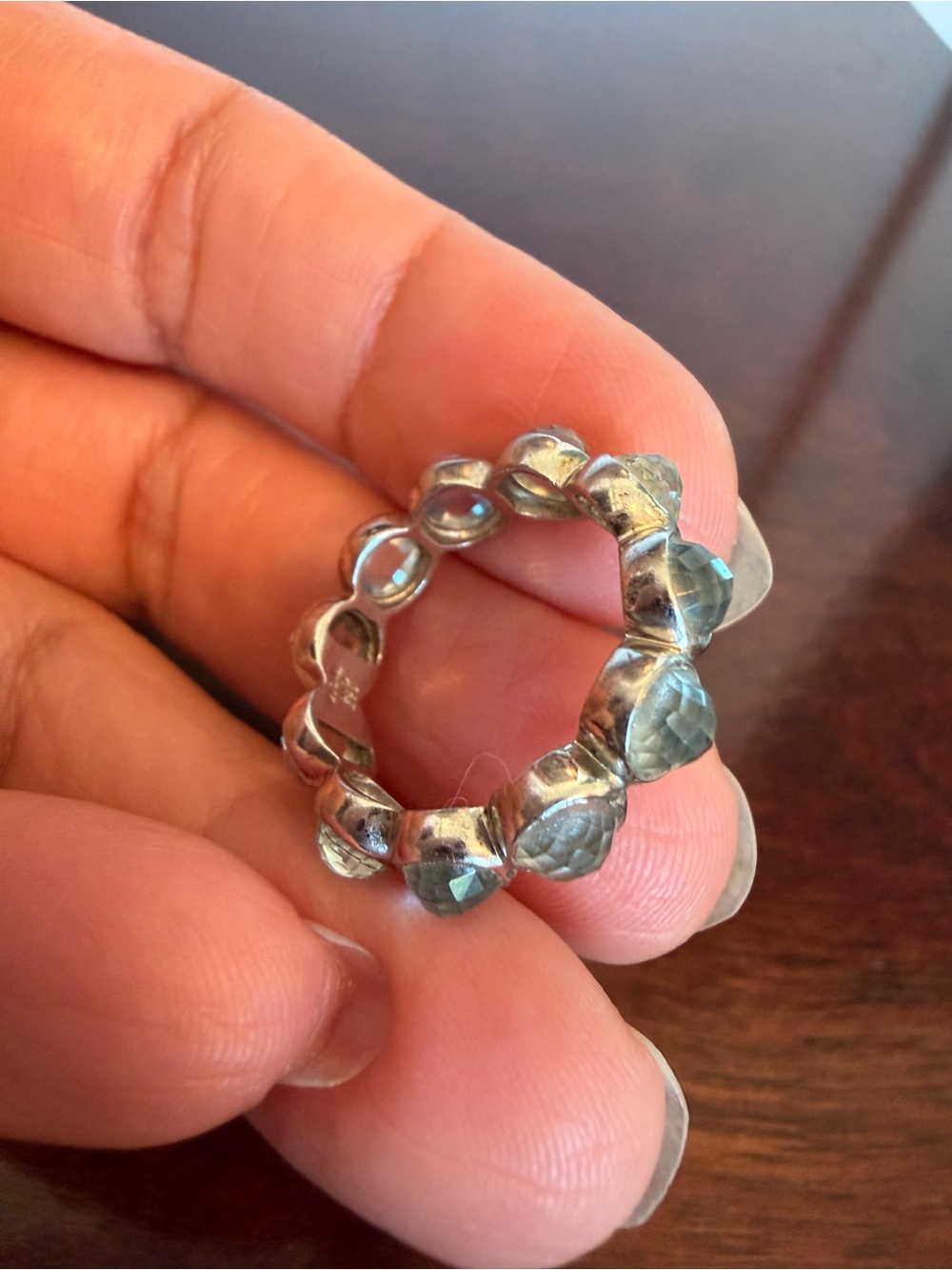 STERLING SILVER FACETED
BLUE TOPAZ eternity all around RING, SZ 7